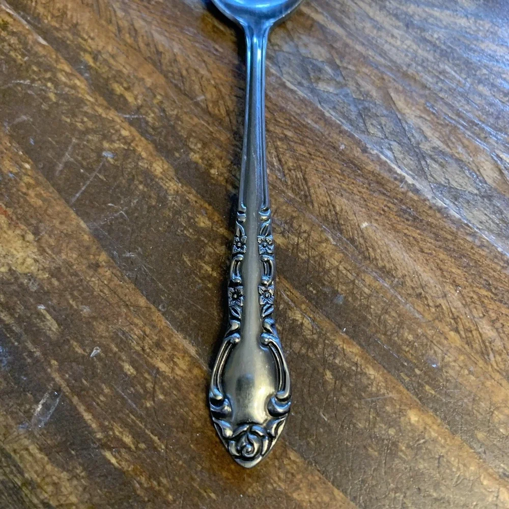4 Orleans ORL50 Floral Stainless Flatware Teaspoons Korea Glossy